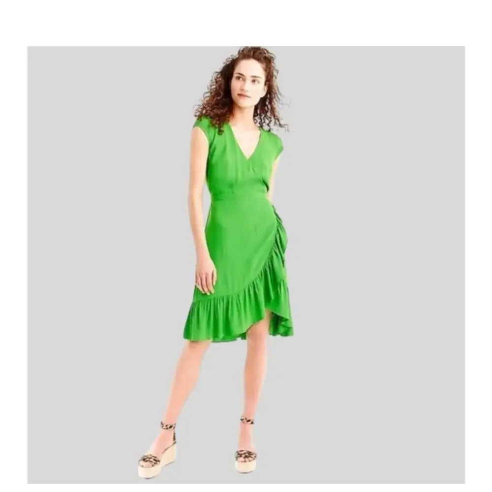 J Crew Faux Wrap Ruffle Dress Size 00